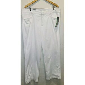 JM Collection Pull On Pants Sz 18 Short‎ No Gap Waistband Slimming White NWT